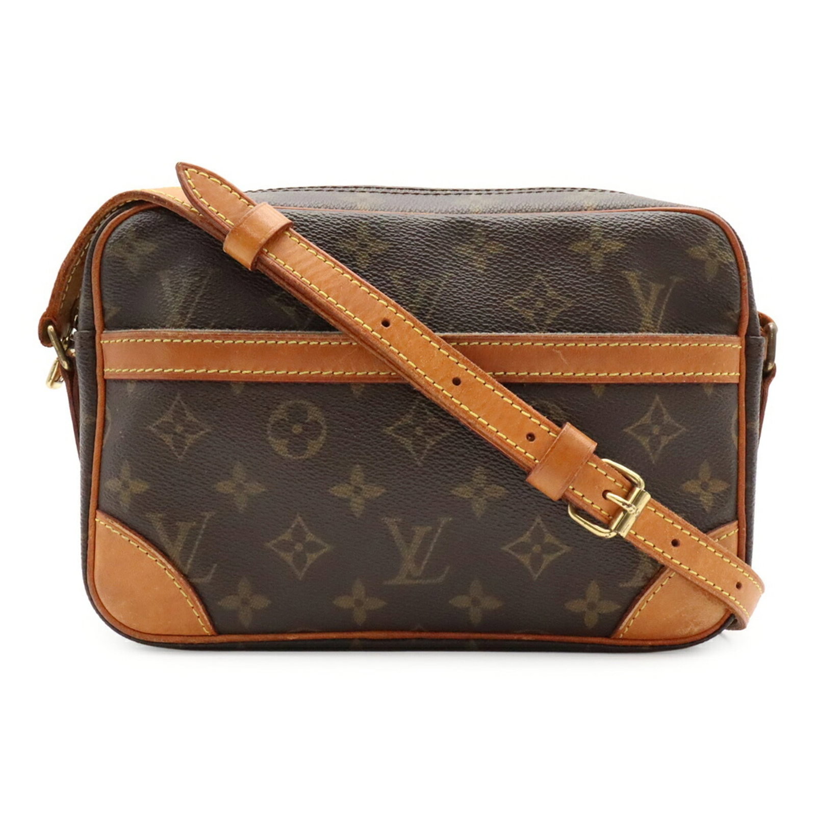 Louis Vuitton Monogram Pochette Shoulder Bag: Louis Vuitton Monogram Pochette Shoulder Bag The Louis Vuitton Monogram Pochette Shoulder Bag boasts its iconic monogram pattern in a rich brown, galle, and white color combination. Measuring 15cm x