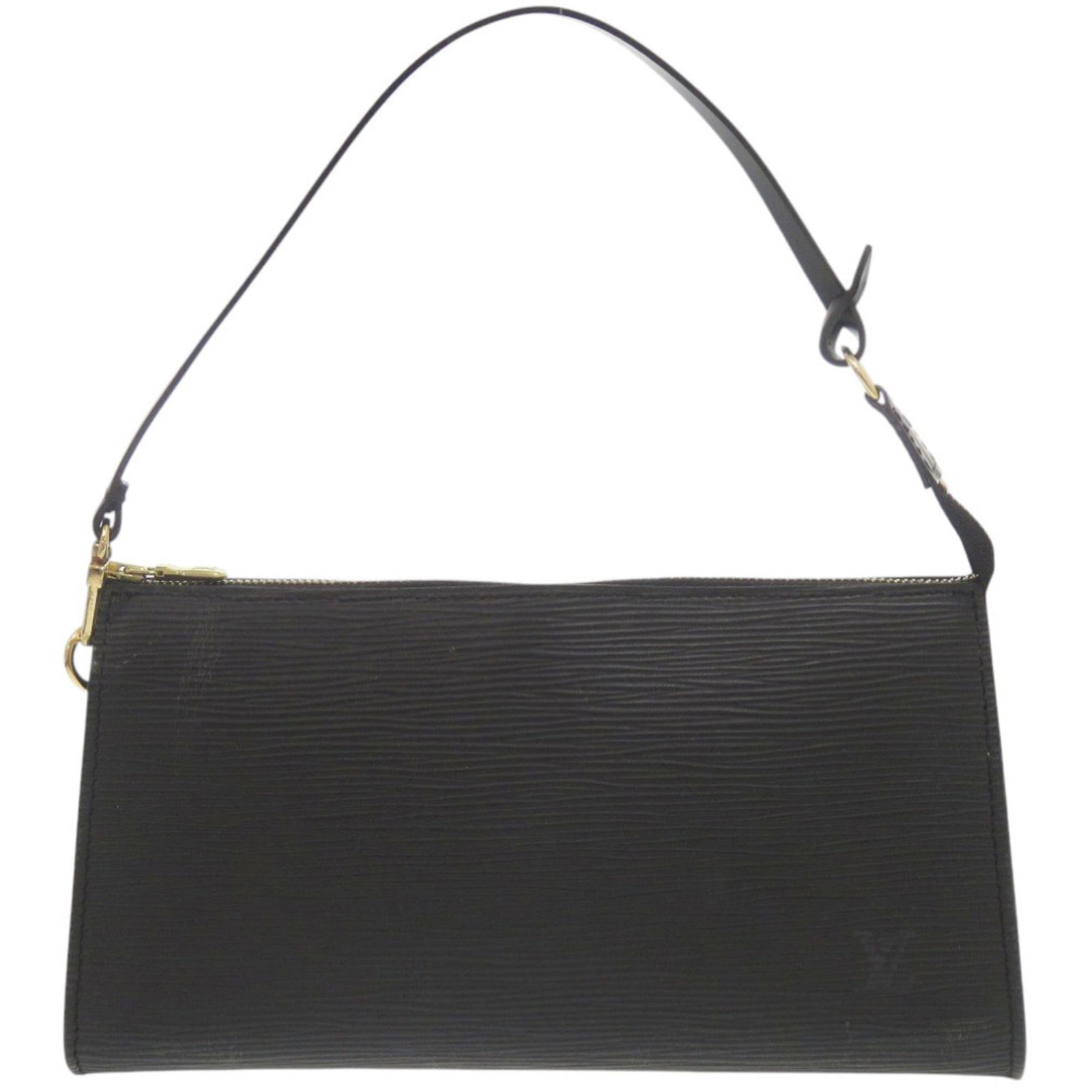 Epi leather pouch pochette from Louis Vuitton: Epi leather pouch pochette from Louis Vuitton The Epi leather pouch pochette from Louis Vuitton boasts sleek, sophisticated design with its classic monogram pattern and luxurious Noir color. Made from