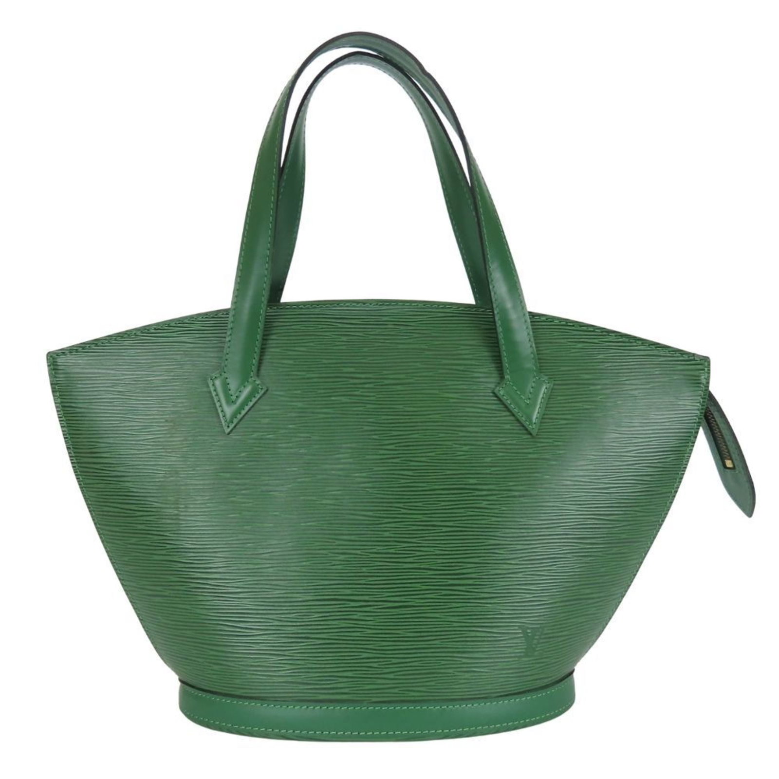 Louis Vuitton Handbag Epi Leather: Louis Vuitton Handbag Epi Leather Epi leather handbag from Louis Vuitton, featuring Borneo green color and classic design. Made with high-quality Epi leather, this bag measures 24cm x 38cm x 10cm. A