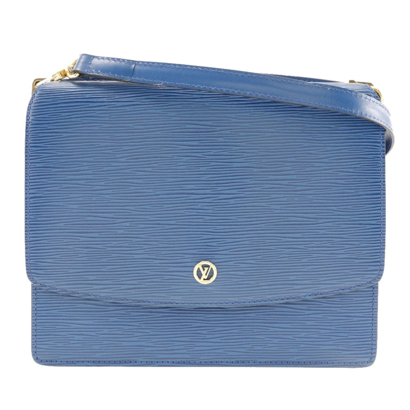 Vuitton Leather Epi Bag Shoulder Louis: Vuitton Leather Epi Bag Shoulder Louis The Louis Vuitton Epi bag features iconic blue Epi leather, a timeless design element. This shoulder bag measures 22cm x 24cm x 7cm and comes with a shoulder