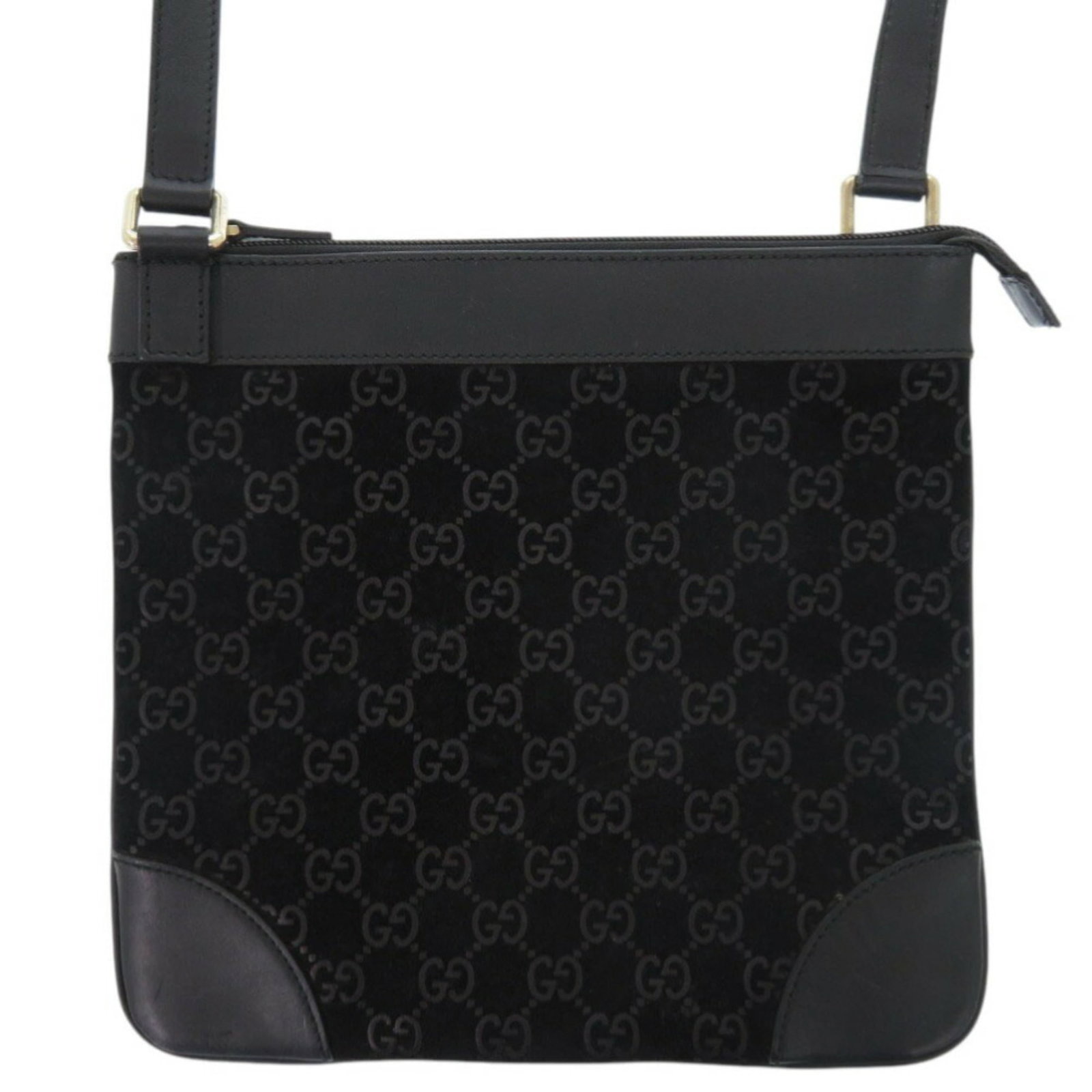 Suede Gucci Bag Shoulder: Suede Gucci Bag Shoulder Suede Gucci Bag Shoulder in Black. This black suede shoulder bag features a size of 25cm x 26cm and has no additional accessories. The bag's material and color make it a