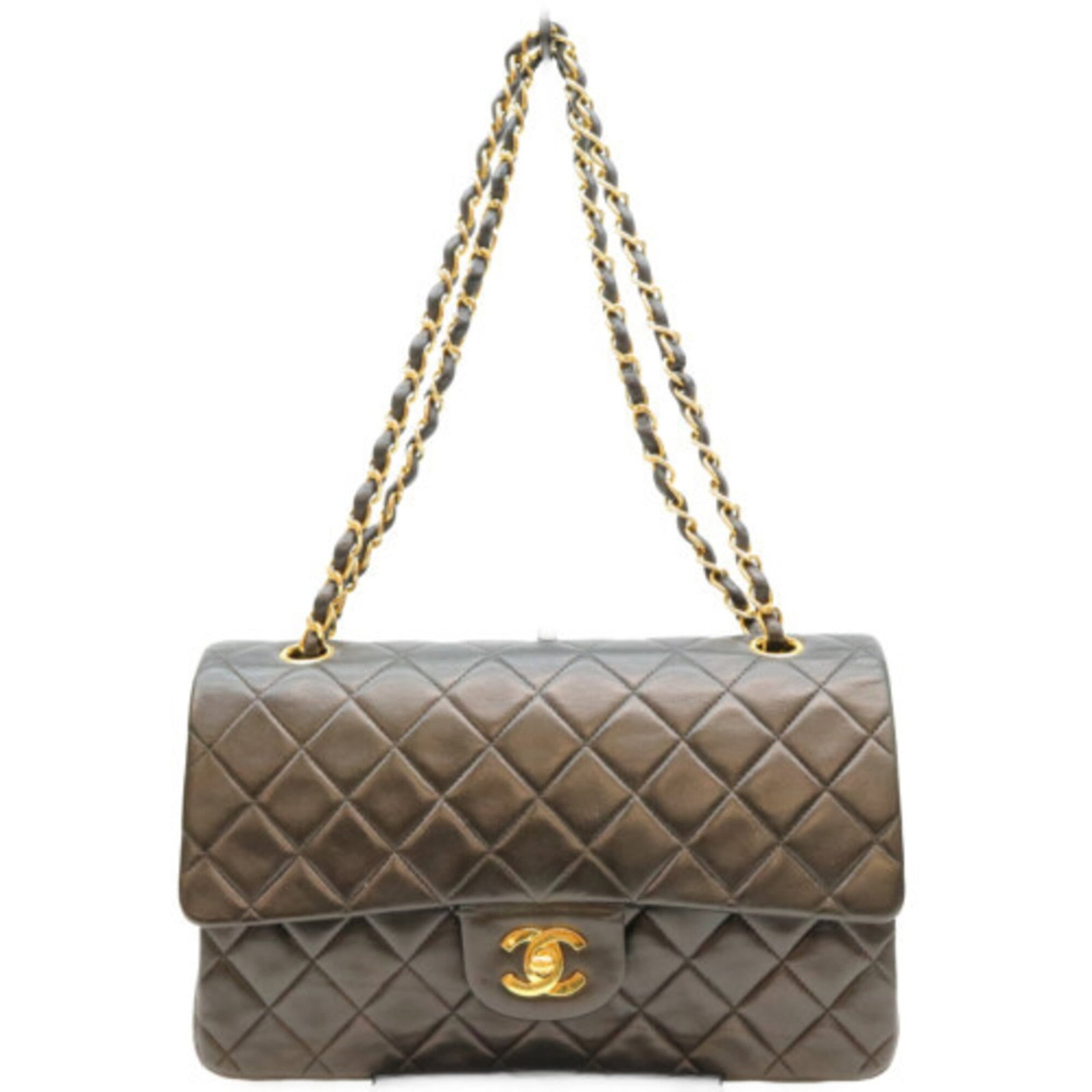 Shoulder Bag Leather Chanel: Shoulder Bag Leather Chanel Black leather Chanel shoulder bag with gold hardware, featuring lambskin material and a classic design. This stylish bag measures 17cm x 25.5cm x 6.5cm and has a sleek blac