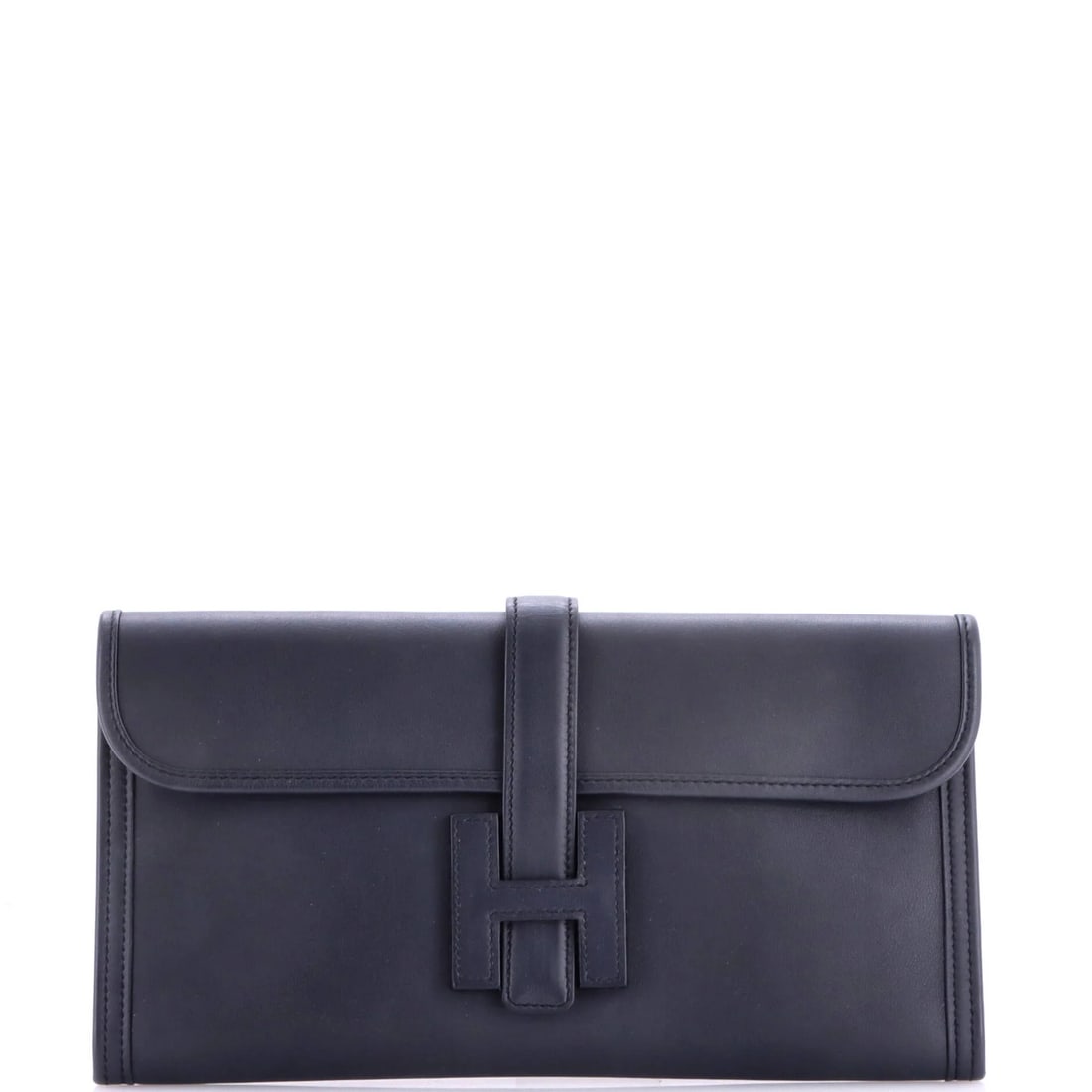 Jige Elan Hermes Swift Clutch: Jige Elan Hermes Swift Clutch The Jige Elan Hermes Swift Clutch boasts sleek, all-blue design with leather exterior and interior. Measuring 6" in height and 11" in width, this stylish clutch features
