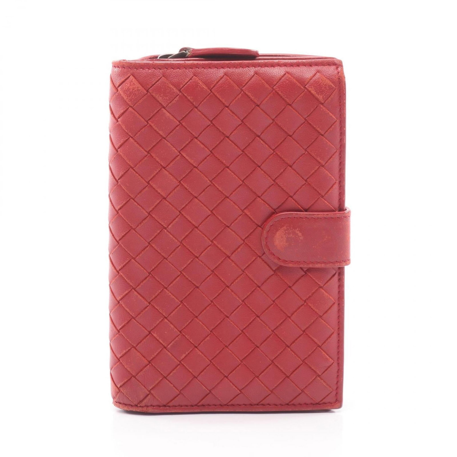 Intrecciato Wallet Bi Fold Bottega: Intrecciato Wallet Bi Fold Bottega Intrecciato Wallet Bi Fold Bottega in Red. This bi-fold wallet features the iconic Intrecciato weave, a signature design element of Bottega Veneta's signature