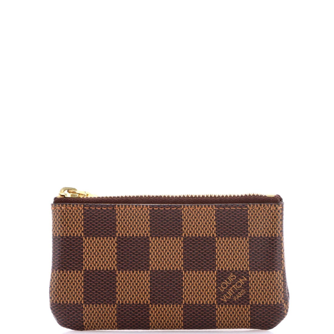 Damier Key Pouch By Louis Vuitton: Damier Key Pouch By Louis Vuitton Brown Damier Key Pouch by Louis Vuitton, made from canvas coated exterior and leather interior, features gold hardware. Measures approximately 2.5" in height, 5" in