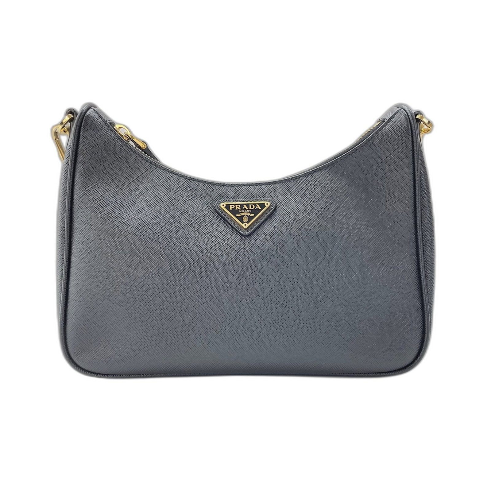 Shoulder Bag: Shoulder Bag Black Prada shoulder bag with dimensions 12cm x 22cm x 6cm. This sleek and compact bag features a classic design that exudes understated elegance, making it a versatile accessory for ever