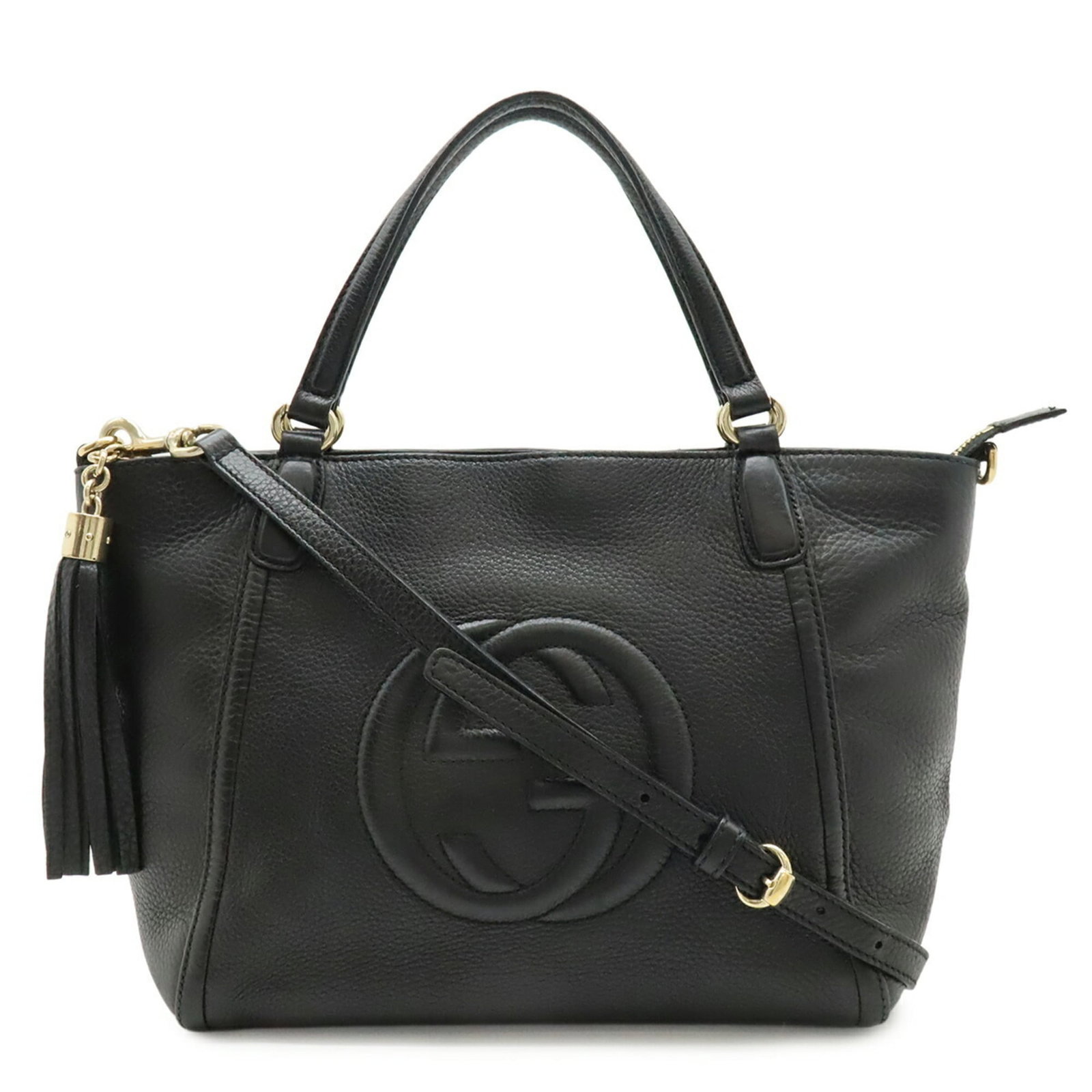 Gucci Tote Bag Leather Bag: Gucci Tote Bag Leather Bag Gucci's Soho tote bag boasts sleek, black leather construction with precise measurements at 22cm x 35cm x 13.5cm, making it a stylish and compact accessory for everyday