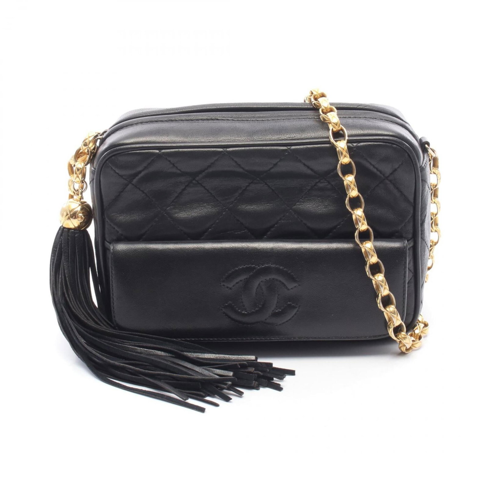 Chanel Handbag Shoulder Bag Leather: Chanel Handbag Shoulder Bag Leather Black lambskin leather Chanel shoulder bag with classic design and timeless elegance. Measuring 12.5cm x 18cm x 7cm, this luxurious handbag features premium