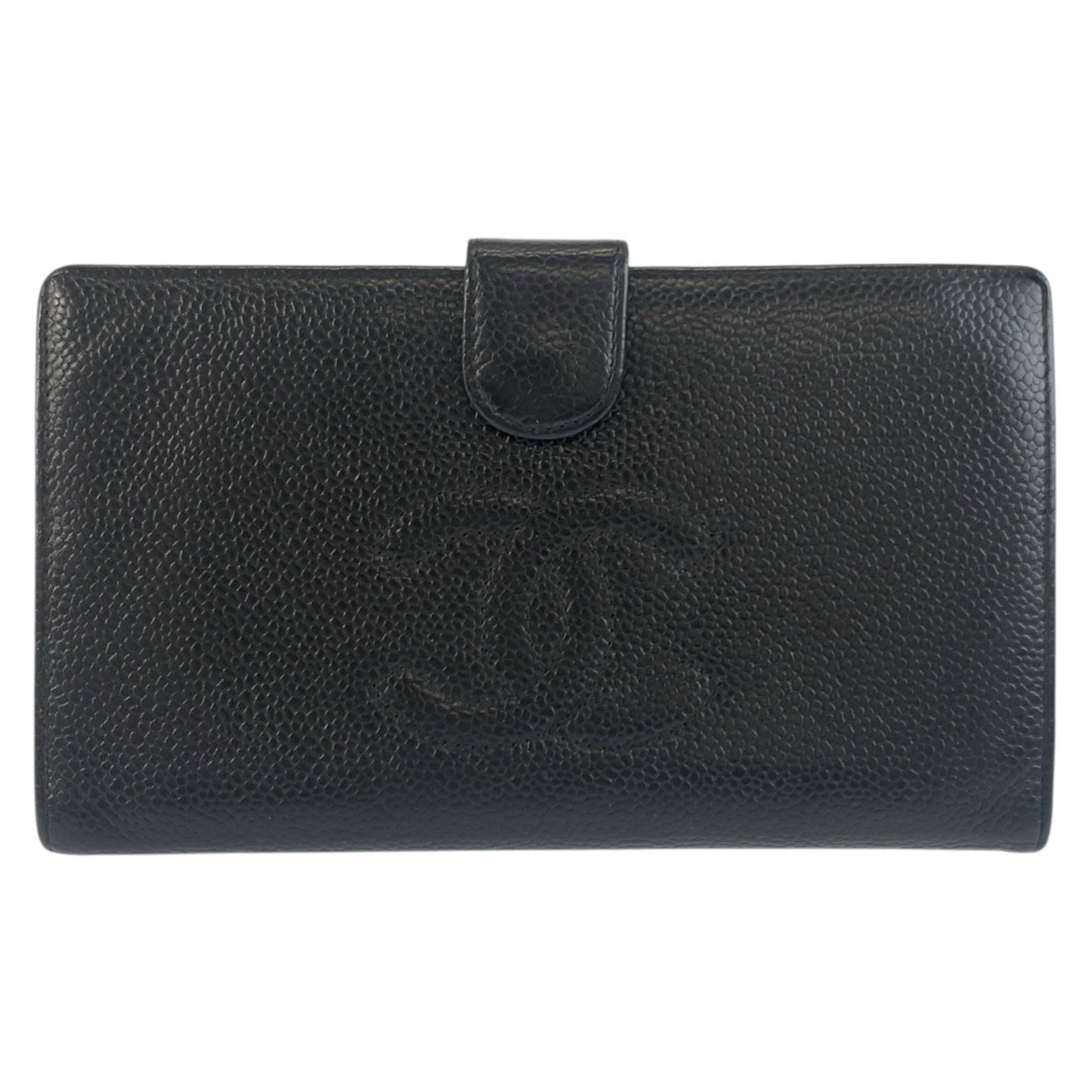 Chanel Long Wallet (Bi-Fold) Leather: Chanel Long Wallet (Bi-Fold) Leather The Chanel Long Wallet (Bi-Fold) Leather is a sleek and sophisticated accessory, crafted from high-quality black leather. Measuring 10cm x 17.5cm x 1.5cm, it