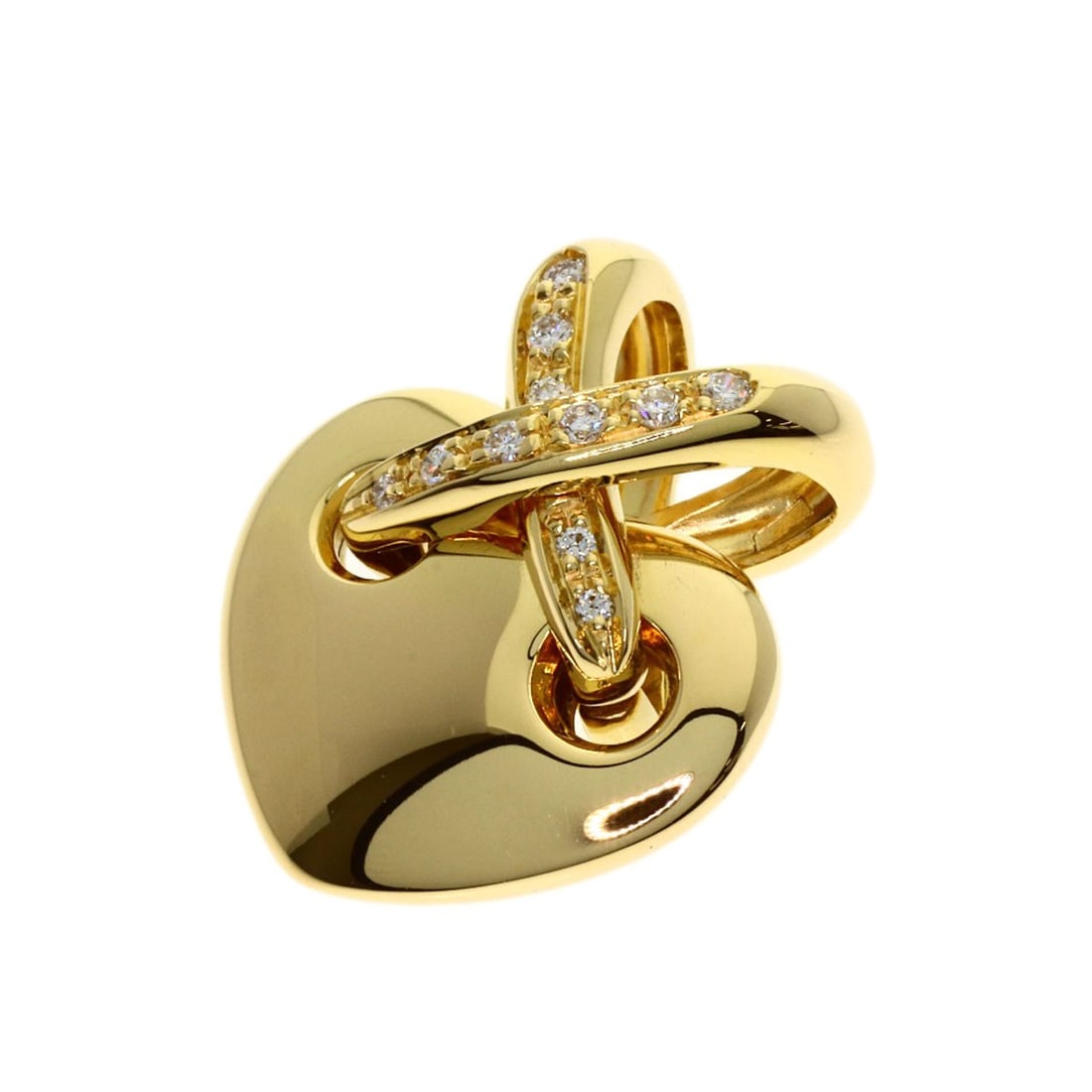 Chaumet Lien Cross Heart Diamond Pendant Top K18 Yellow Gold (1 of 5)