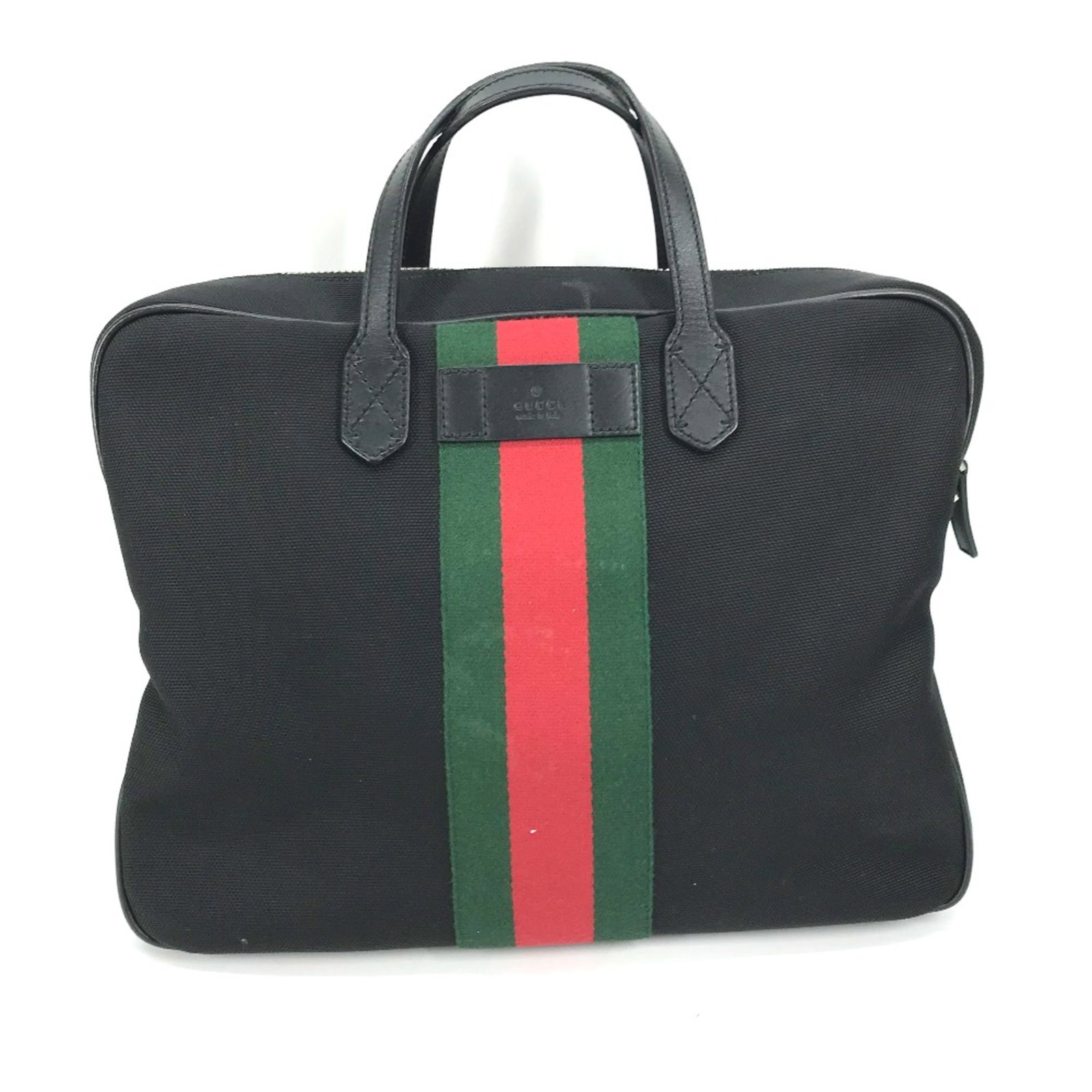 Gucci Tote Leather Bag: Gucci Tote Leather Bag Black leather tote bag from Gucci, measuring W35cmxH27cmxD+9cm/W13.8xH10.6xD3.5inch in size. This classic design showcases the brand's signature style with its sleek black leath