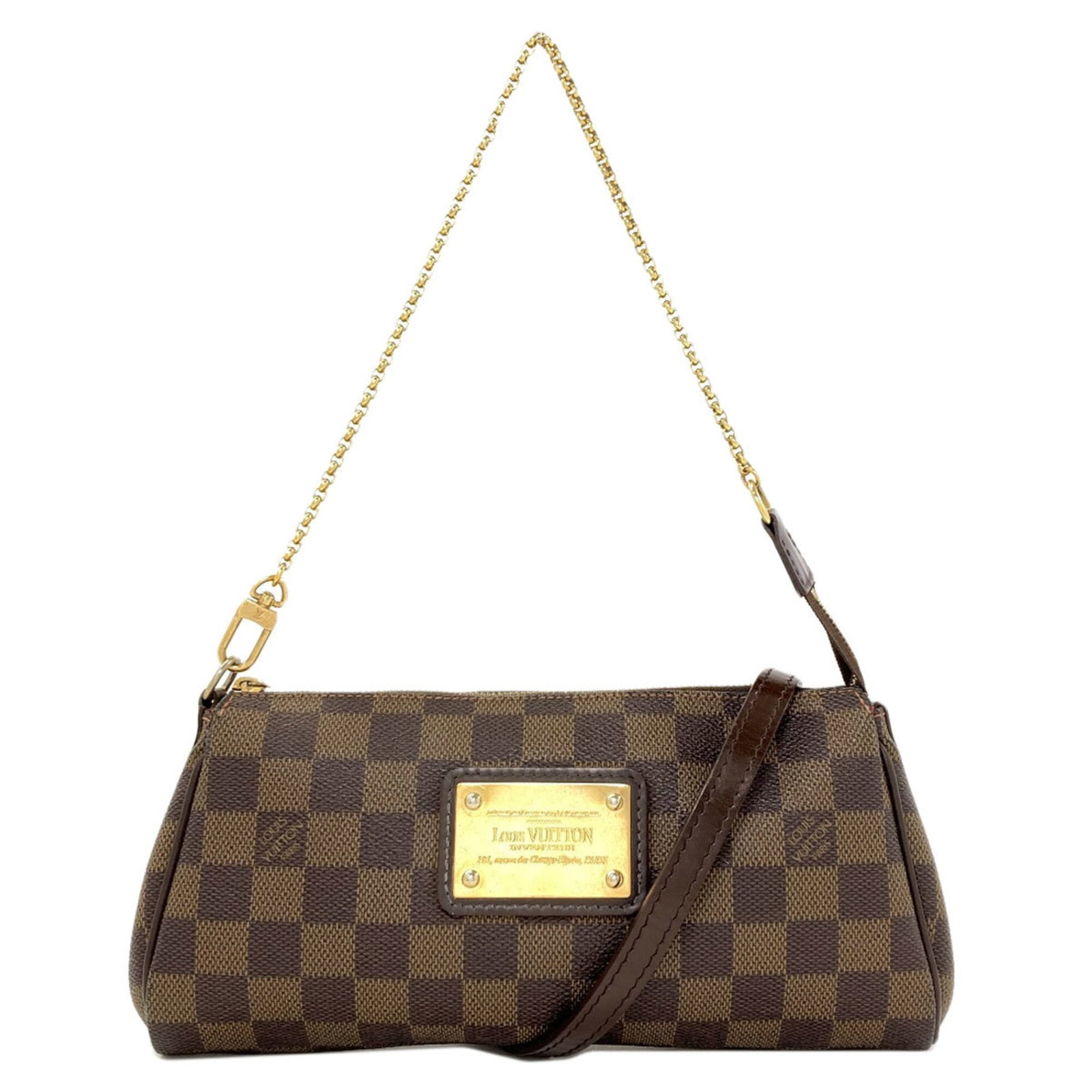 Damier Canvas Handbag Louis Vuitton: Damier Canvas Handbag Louis Vuitton Damier Canvas Handbag Louis Vuitton features the iconic Damier pattern in Ebene, paired with a sturdy zipper closure. Measuring 12.5cm x 25cm x 4cm, this compact