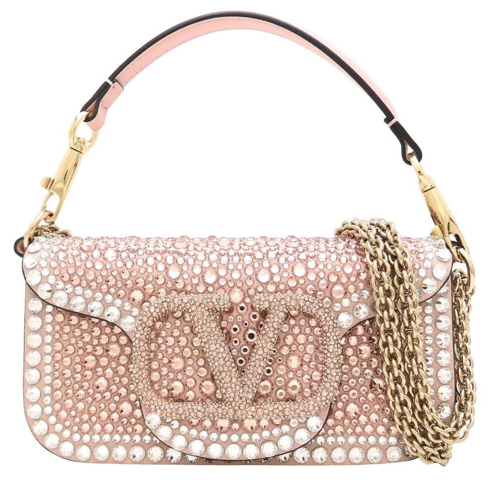 Garavani Valentino Shoulder Bag: Garavani Valentino Shoulder Bag Pink Valentino Garavani Shoulder Bag with Magnet Closure, measuring 10cm x 19.5cm x 5.5cm and featuring a strap length of 141.5cm. This shoulder bag boasts its signatur