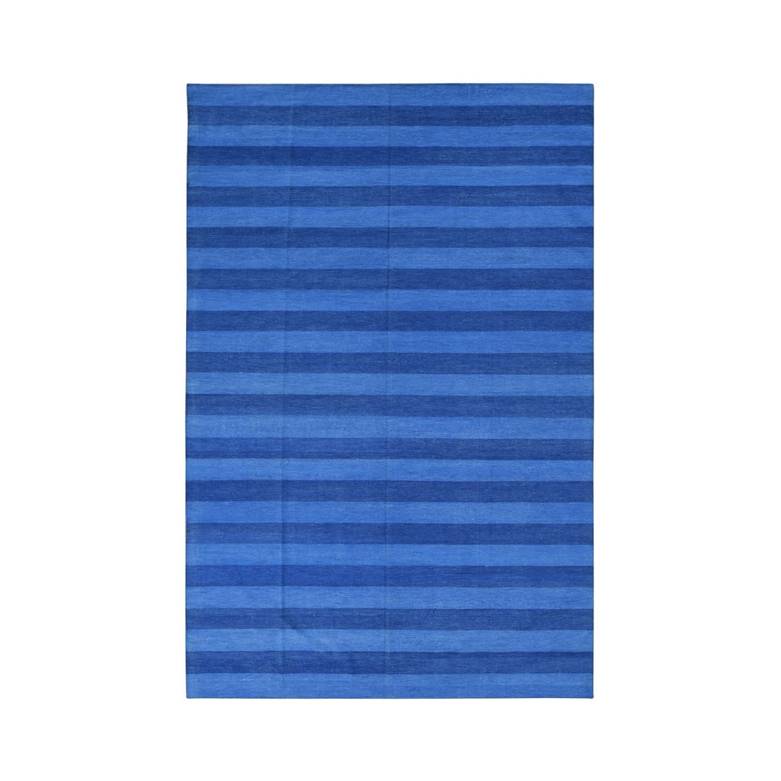 6'x9' Blue Pure Cotton Durie Kilim Flat Weave Hand Woven Reversible Rug: 6'x9' Blue Pure Cotton Durie Kilim Flat Weave Hand Woven Reversible Rug Blue Pure Cotton Durie Kilim Flat Weave Hand Woven Reversible Rug, measuring 6'0" x 9'0" in a vibrant blue field with an all-blu
