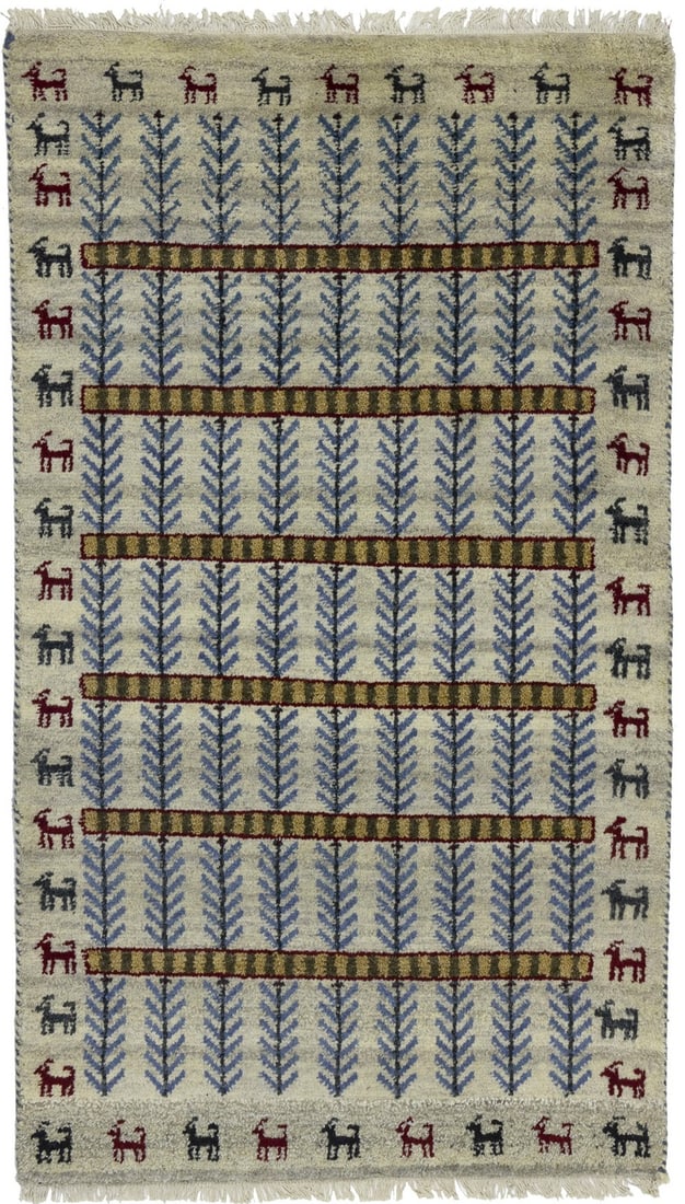 Handmade Pictorial Tribal Indo-Gabbeh Rug Small Oriental Kids Room Carpet 3X5 Ft Hand-Knotted: Handmade Pictorial Tribal Indo-Gabbeh Rug Small Oriental Kids Room Carpet 3X5 Ft Hand-Knotted Hand-knotted and made from wool, this 3x5 ft pictorial tribal Indo-Gabbeh rug boasts a thick pile and exce