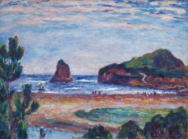 Summer oil painting coast original framed Japanese art yoga by Minami Kunzo: Summer oil painting coast original framed Japanese art yoga by Minami Kunzo Item Specifics: Artist: Minami Kunzo Subject: Coastal Landscape Material: Oil on Canvas Style: Japanese Year Of Production: 
