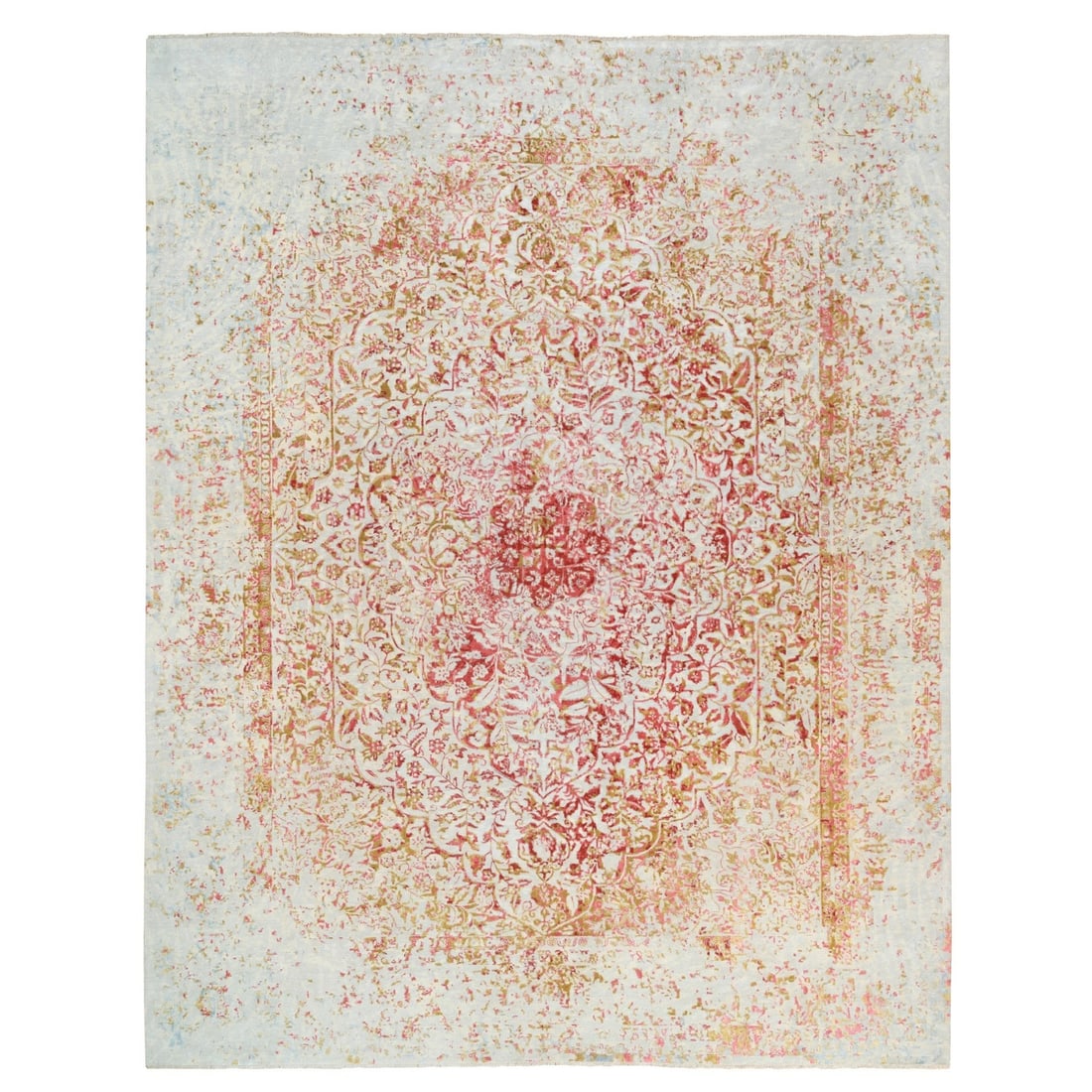 12'1"x15' Ivory Farsian Design Wool and Silk Hand Knotted Oversized Rug: 12'1"x15' Ivory Farsian Design Wool and Silk Hand Knotted Oversized Rug This stunning 12'1"x15' Ivory Farsian Design Wool and Silk Hand Knotted Oversized Rug boasts a beautiful, intricate pattern in i