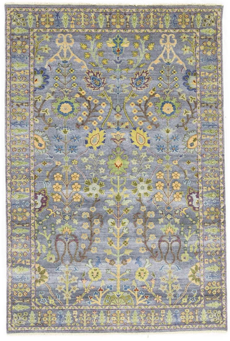 Handmade Muted Colors Floral Entryway Wool Oriental Rug Home Decor Carpet 5X8 Ft Hand-Knotted: Handmade Muted Colors Floral Entryway Wool Oriental Rug Home Decor Carpet 5X8 Ft Hand-Knotted Hand-knotted in wool, this 5x8 ft area rug boasts a beautiful floral design in muted colors. The subtle li