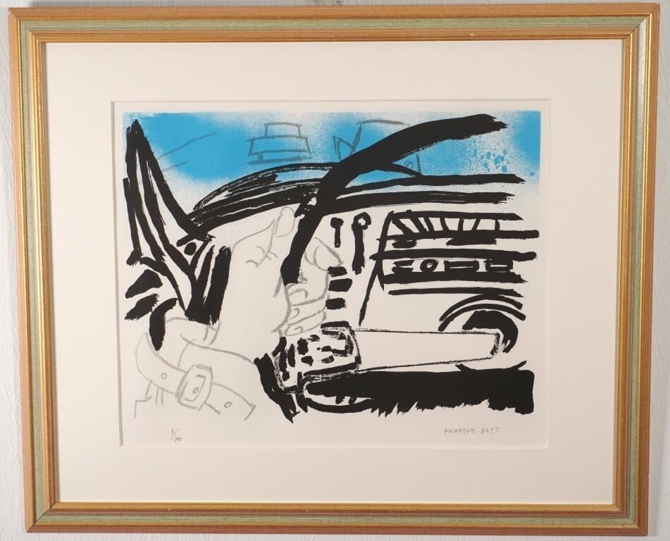 Franois Bret - 'Hands on the Wheel' Limited Edition Lithograph, Signed, Framed (1 of 8)