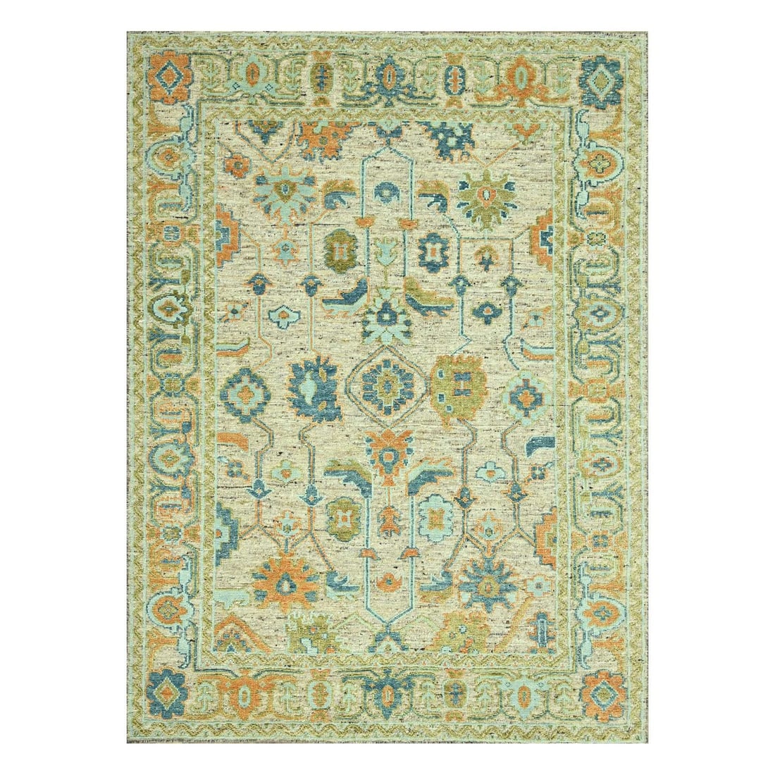 9'3"x12'2" Tan Brown Oushak with Exposed Warps Distressed Hand Knotted Wool: 9'3"x12'2" Tan Brown Oushak with Exposed Warps Distressed Hand Knotted Wool Tan Brown Oushak with Exposed Warps Distressed Hand Knotted Wool, measuring 9'3" x 12'2", boasts a rich all-over regional de