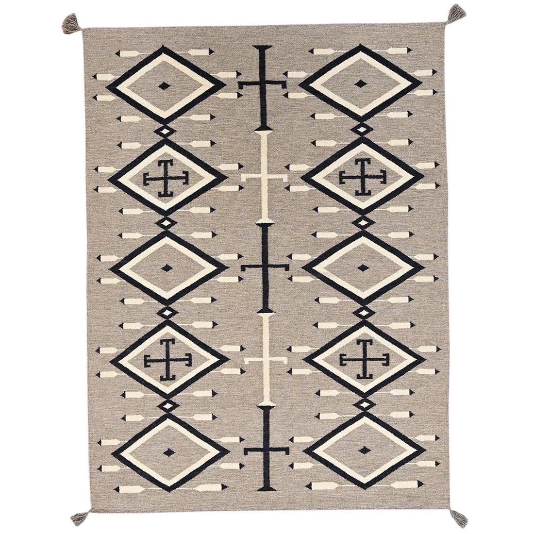 5'2"x7' Brown Flat Weave Southwest Geometric Design Hand Woven Wool Rug: 5'2"x7' Brown Flat Weave Southwest Geometric Design Hand Woven Wool Rug The 5'2"x7' Brown Flat Weave Southwest Geometric Design Hand Woven Wool Rug boasts a stunning geometric design, characteristic o