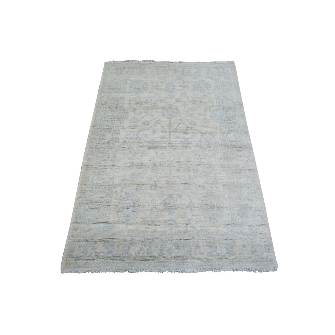 3'x4'9" Ivory, Hand Knotted Heavily Washed Peshawar, Pure Wool, Rug (1 of 6)