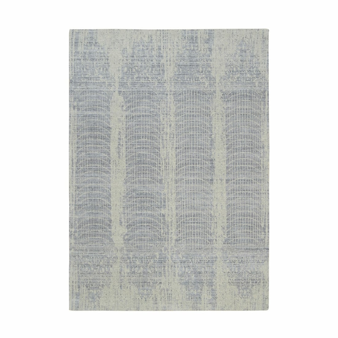 6'x9' Gray Jacquard Hand Loomed Wool And Plant Based Silk Rug: 6'x9' Gray Jacquard Hand Loomed Wool And Plant Based Silk Rug The 6'x9' Gray Jacquard Hand Loomed Wool and Plant-Based Silk Rug boasts an impressive hand-loomed construction, featuring a unique blend 
