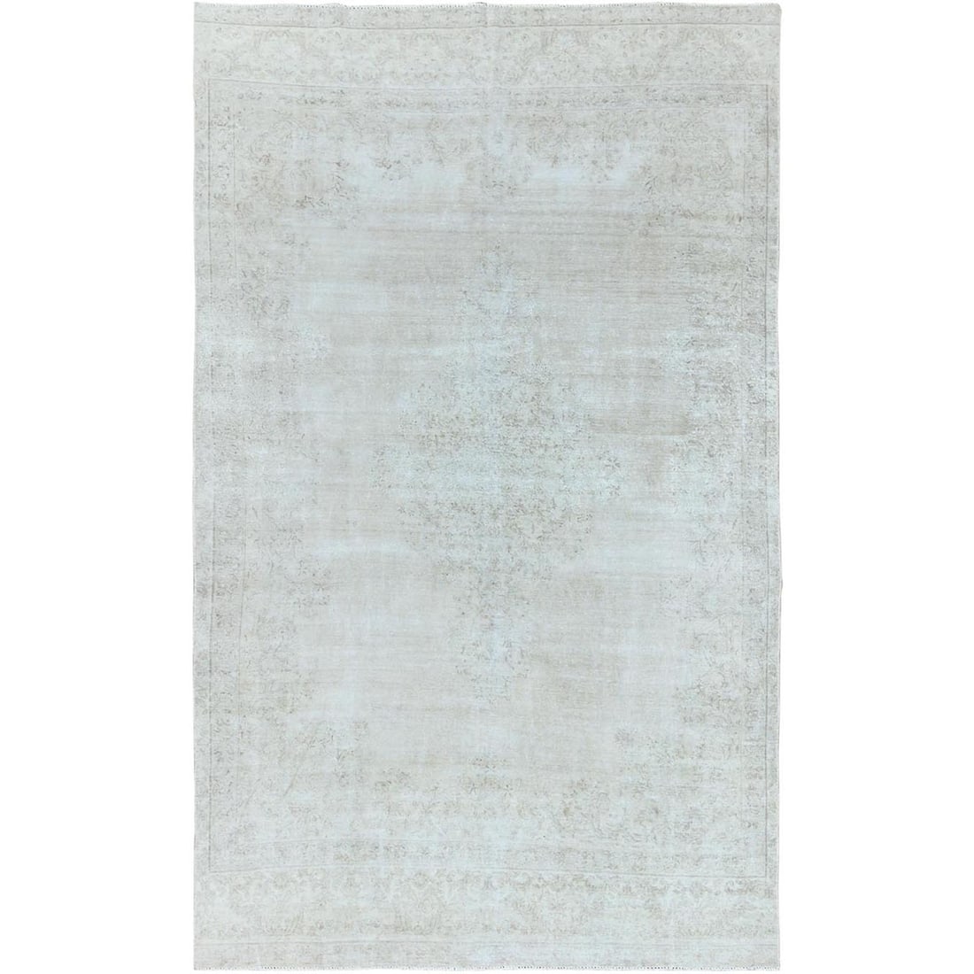 7'6"x12'10" Beige, Vintage Farsian Karman, Wool, Hand Knotted, Rug: 7'6"x12'10" Beige, Vintage Farsian Karman, Wool, Hand Knotted, Rug 7'6" x 12'10" Beige, Vintage Farsian Karman Wool Hand-Knotted Rug. This stunning vintage rug boasts a worn wool pile and a classic be