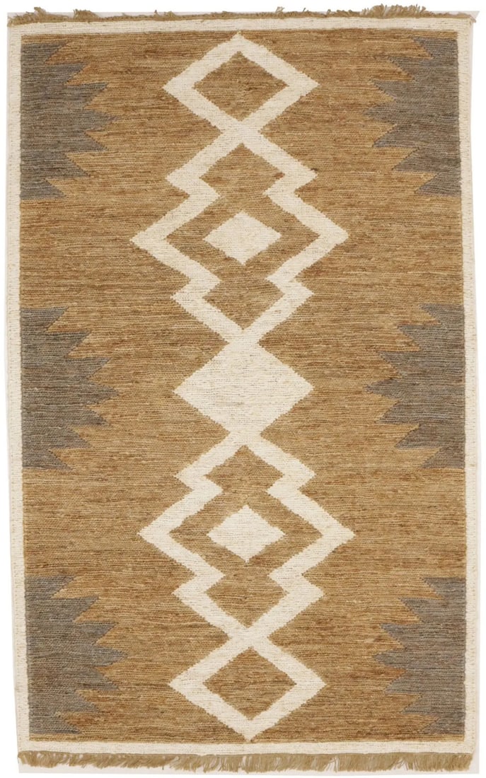 5X8 Ft Jute Sumak Braided Rug Contemporary Farmhouse Style Modern Decor Carpet Hand-Knotted: 5X8 Ft Jute Sumak Braided Rug Contemporary Farmhouse Style Modern Decor Carpet Hand-Knotted Made from natural jute and sumak fibers, this 5X8 ft braided rug boasts a unique contemporary farmhouse styl