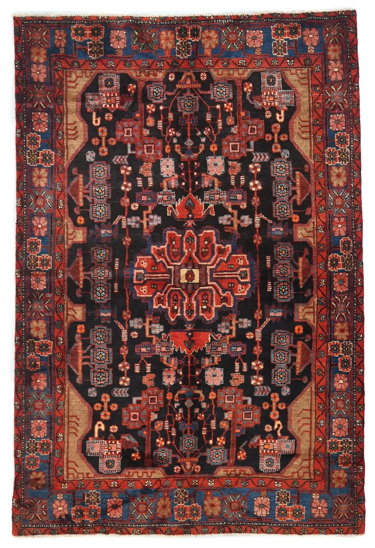 5X8 Vintage Plum Tribal Floral Rug Hand-Knotted Wool Oriental Carpet Hand-Knotted (1 of 12)
