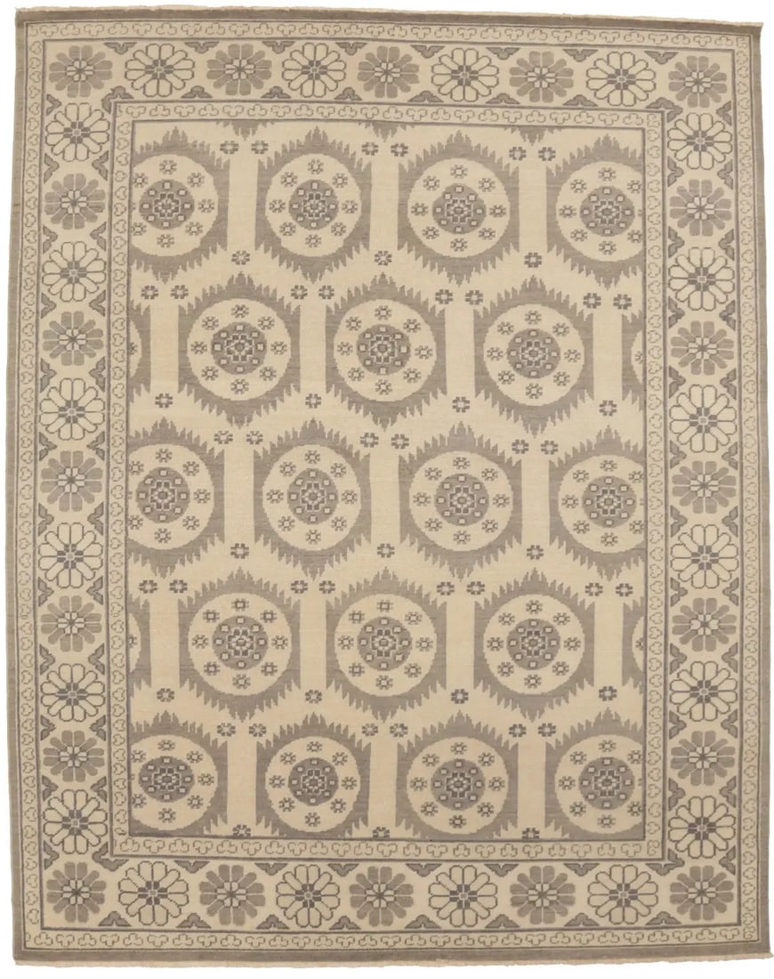 8X10 New Handmade Wool Oriental Rug Muted Floral Transitional Low Pile Carpet Hand-Knotted (1 of 17)