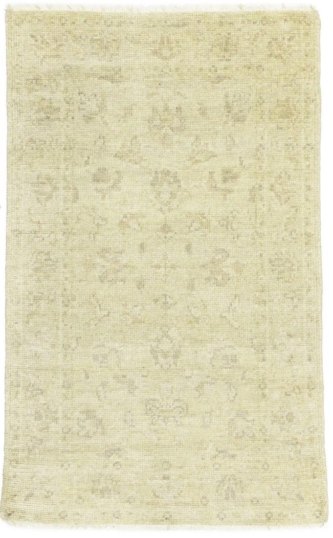 Handmade Transitional Oriental Rug Muted Beige Floral Design Decor Carpet 3X5 Ft Hand-Knotted: Handmade Transitional Oriental Rug Muted Beige Floral Design Decor Carpet 3X5 Ft Hand-Knotted Hand-knotted in wool with a cotton foundation, this beautiful 3x5 ft transitional oriental rug boasts a st