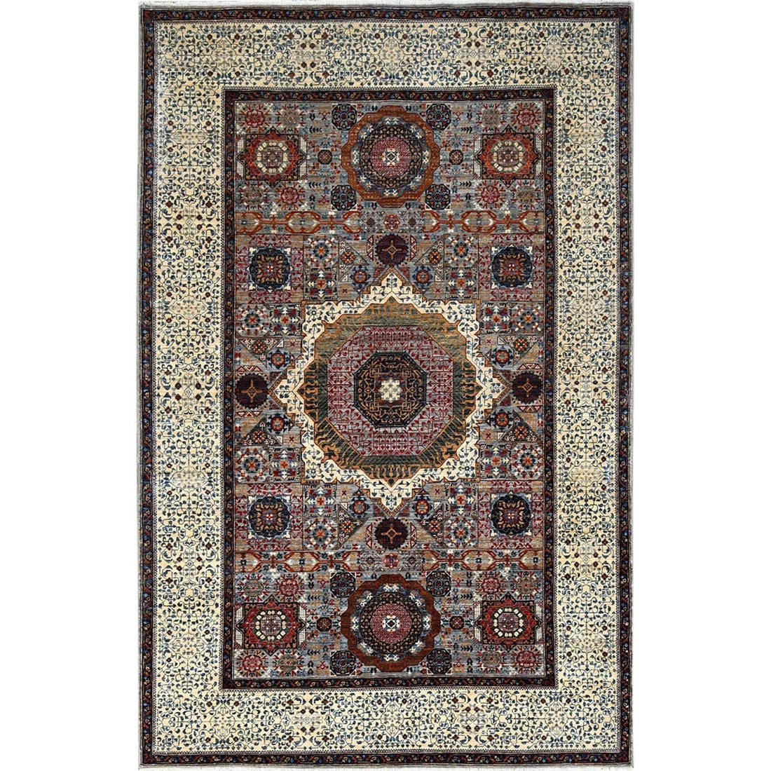 Hand knotted wool rug alloy gray 6'1 x9'3 dynasty mamluk 100% kpsi 200: Hand knotted wool rug alloy gray 6'1 x9'3 dynasty mamluk 100% kpsi 200 Alloy gray, hand-knotted wool rug from Afghanistan, measuring 6'1" x 9'3". This flatweave, rectangular field design features a su