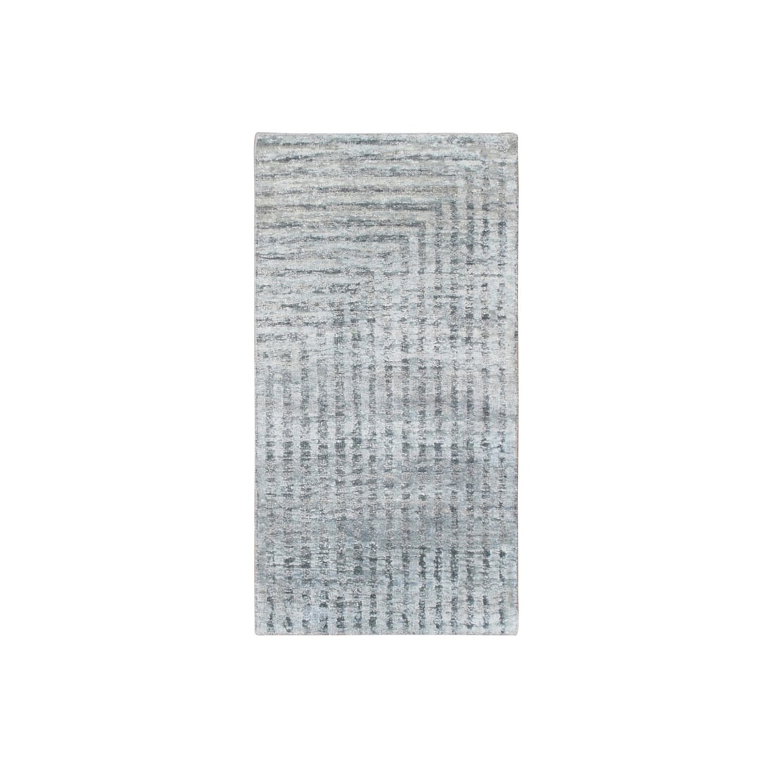 2'x4' Gray Modern Mid Century Inspired Wool & Silk Hand Knotted Mat Rug (1 of 5)