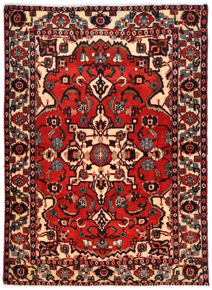 Hand-Knotted Vintage Oriental Rug Tribal Farmhouse Boho Decor Carpet 4'8X6'4 Ft Hand-Knotted: Hand-Knotted Vintage Oriental Rug Tribal Farmhouse Boho Decor Carpet 4'8X6'4 Ft Hand-Knotted Hand-knotted with love and care, this vintage Oriental rug boasts an intricate floral tribal design in rich