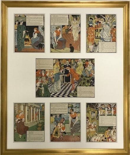 1897 Walter Crane Cinderella 7 Chromolithographs Framed Edmund Evans (1 of 10)