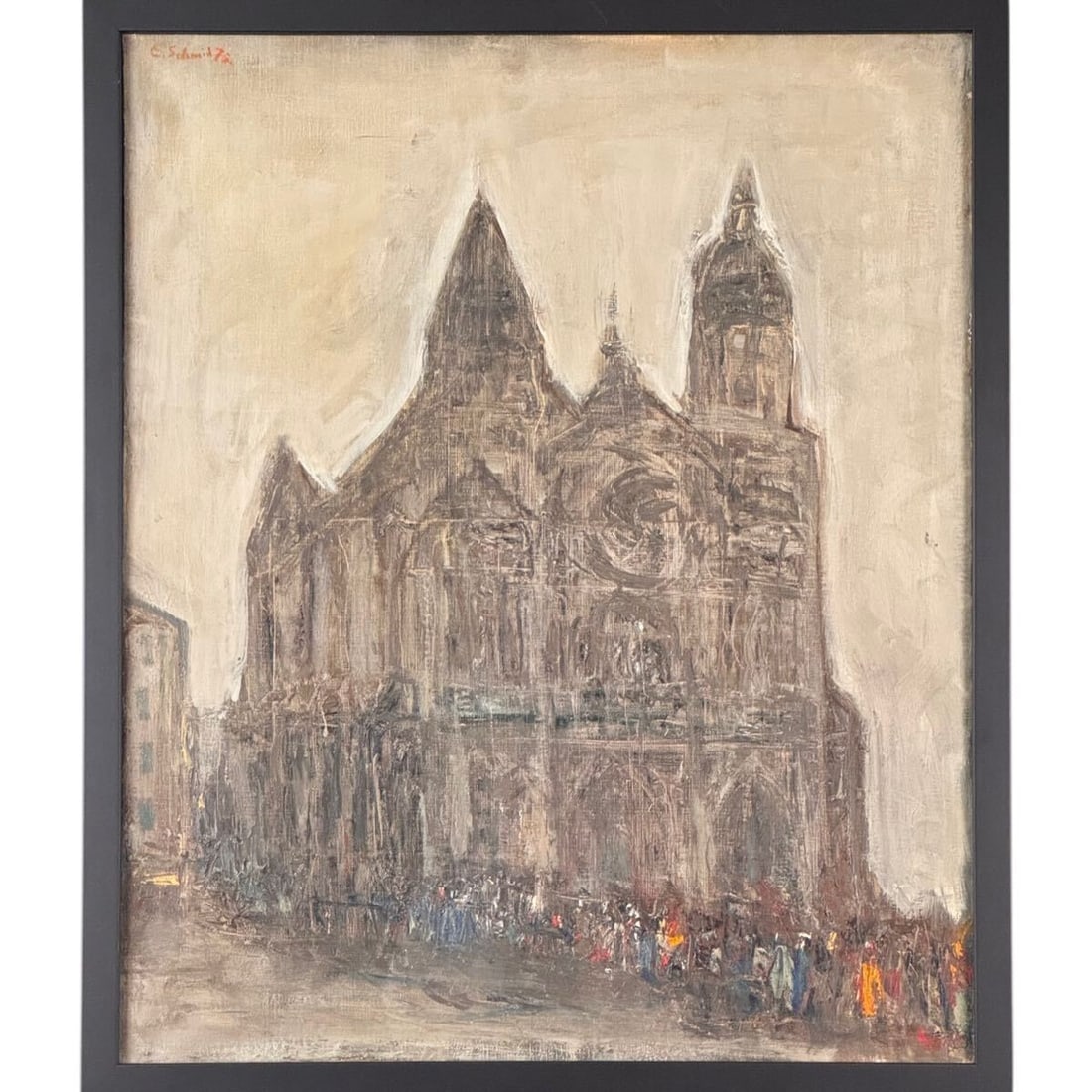 Erich Schmid Cathedral Oil Painting 1972 Austrian Expressionist Signed (1 of 10)