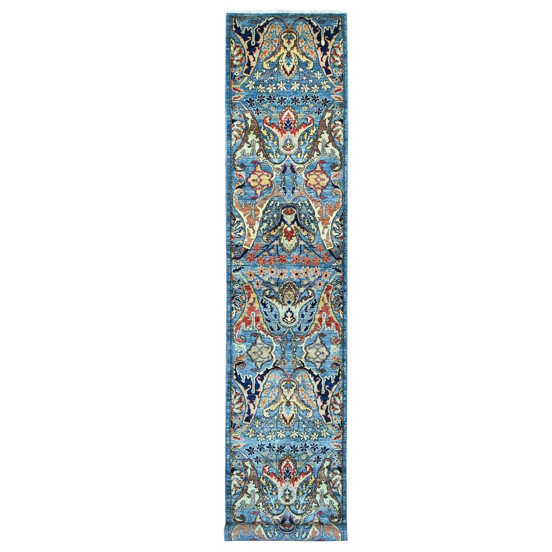 2'8"x15'6" Marlin Blue Bijar Garus Design Wool Hand Knotted Runner Rug: 2'8"x15'6" Marlin Blue Bijar Garus Design Wool Hand Knotted Runner Rug The Marlin Blue Bijar Garus Design Wool Hand Knotted Runner Rug boasts an all-over regional design, showcasing the intricate patt