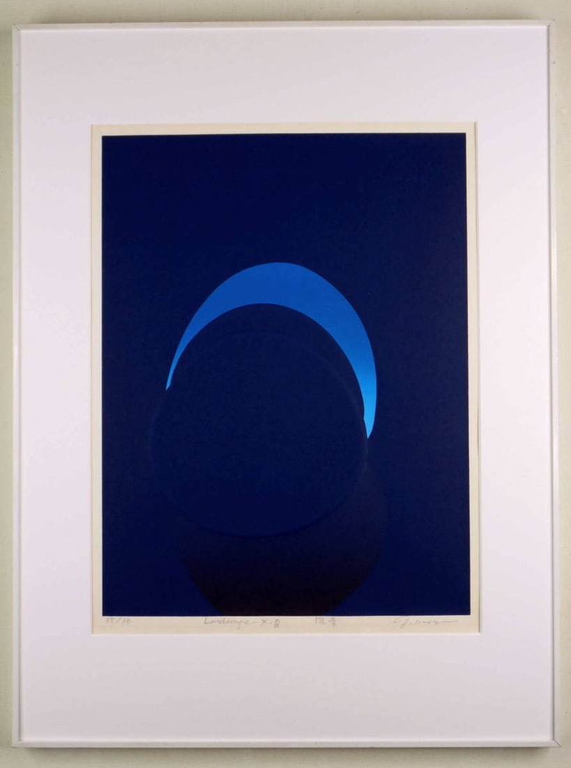 Silkscreen Blue Landscape XP Signed Japanese Abstract Art (1 of 4)