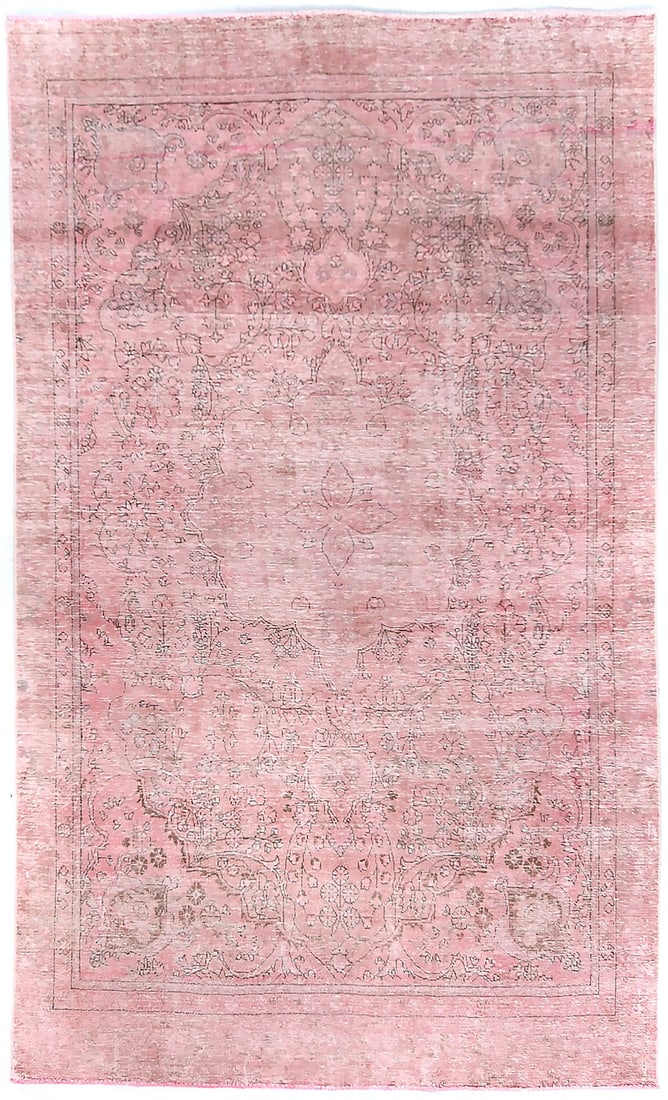 5'7X9'2 Antique Distressed Vintage Oriental Rug Muted Floral Design Carpet Hand-Knotted: 5'7X9'2 Antique Distressed Vintage Oriental Rug Muted Floral Design Carpet Hand-Knotted The 5'7 X 9'2 Antique Distressed Vintage Oriental Rug boasts a beautiful, muted floral design in pink, brown, an