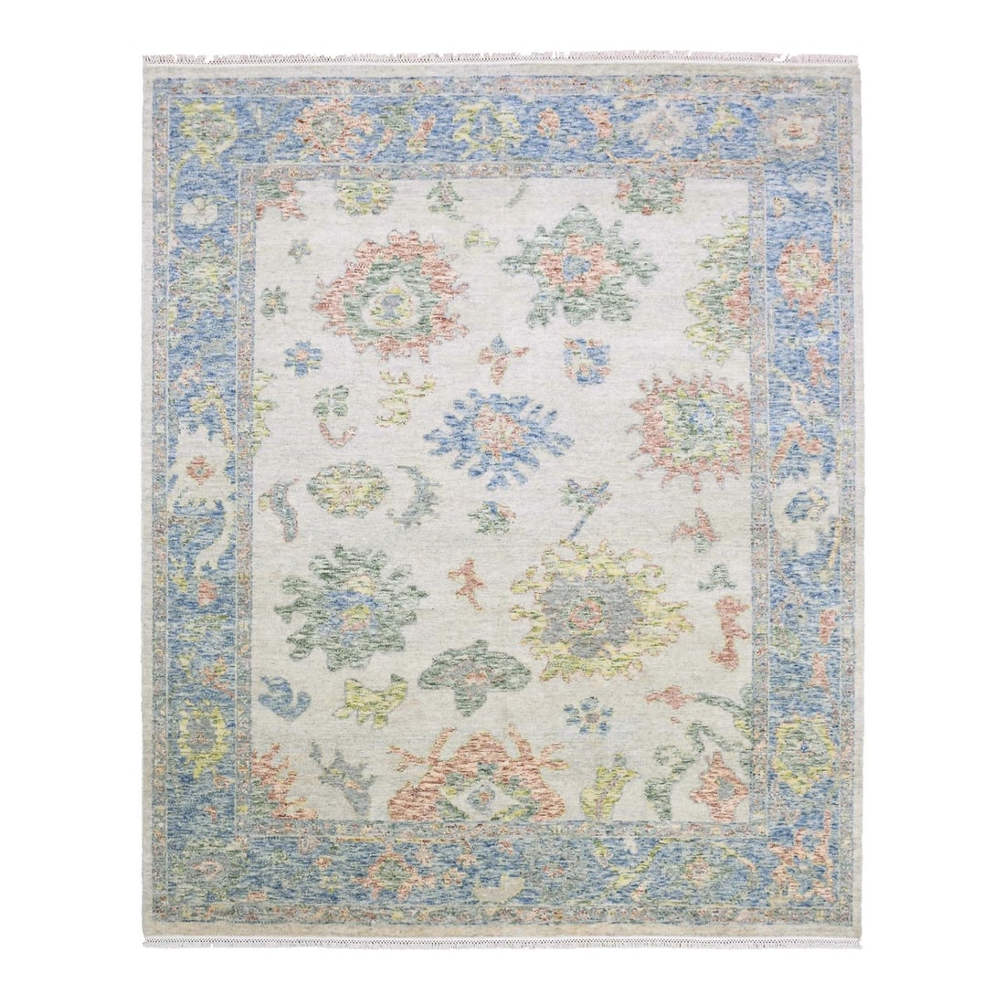 8'x9'9" Colorful Oushak Salt and Pepper Design Wool Hand Knotted Rug (1 of 12)