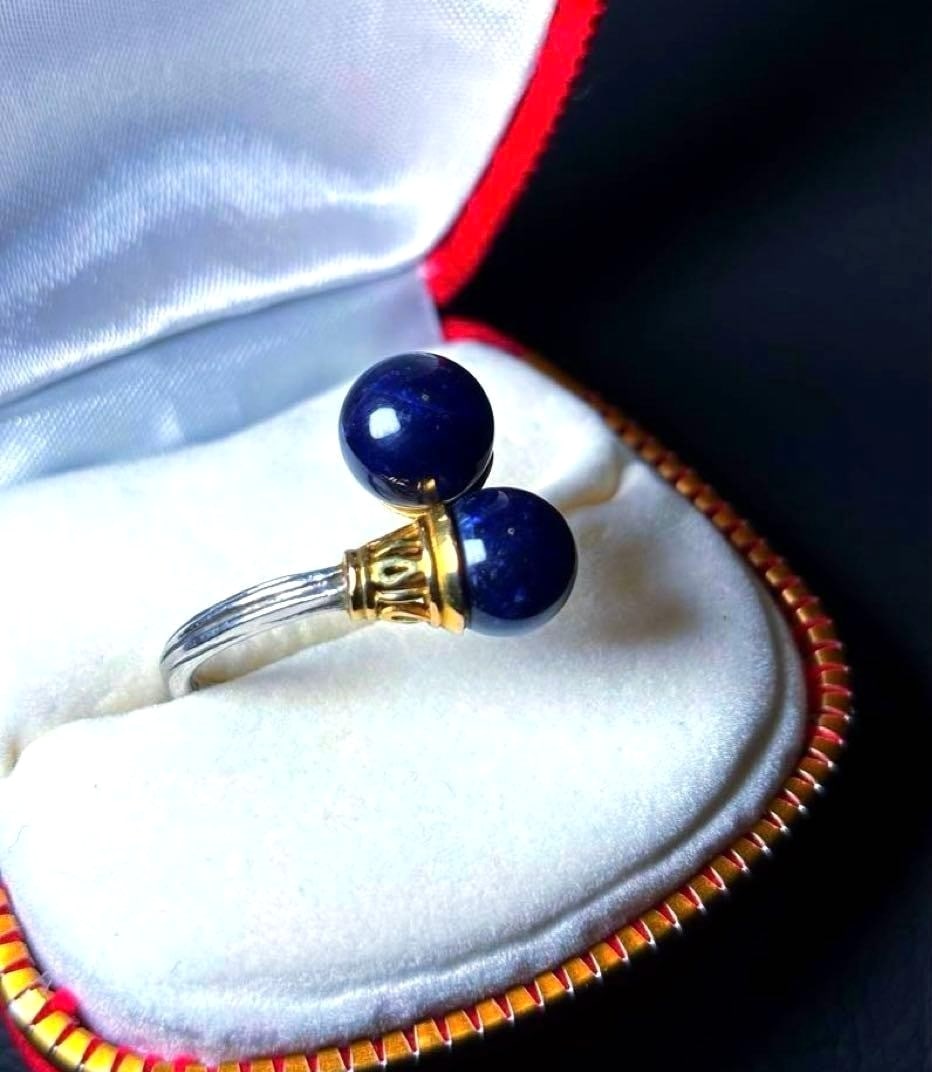 Vintage Ilias Lalaounis Hercules Sodalite Silver 925 18k Gold Knot Bypass Ring (1 of 14)