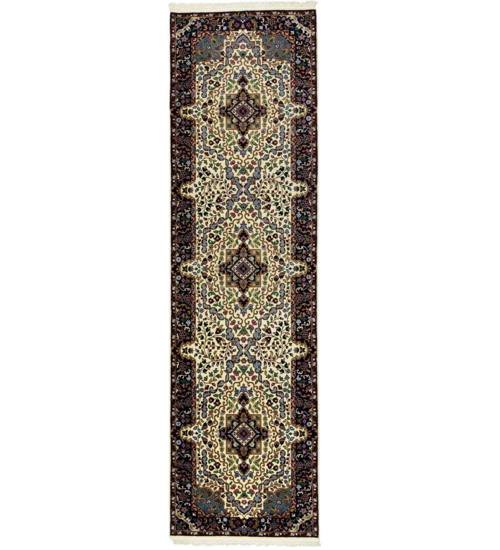 2'7 X 9'8 Kirman Oriental Runner Rug Floral Classic Cream Hallway Carpet 3X10 Ft Hand-Knotted (1 of 18)