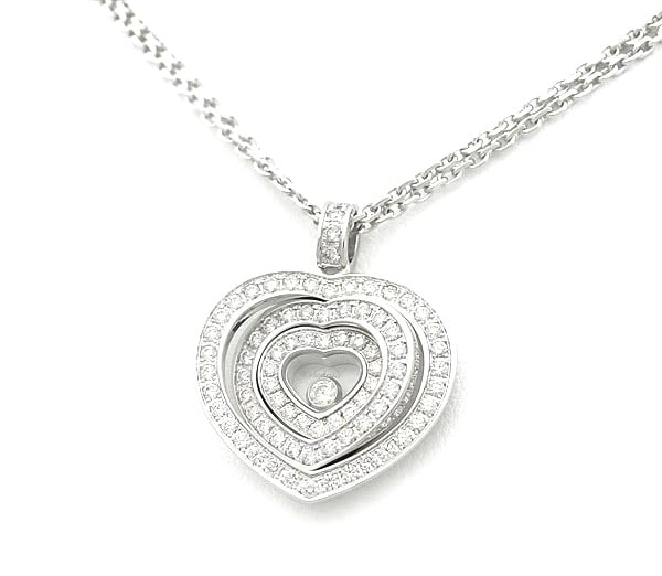 Diamond pave necklace gold heart pendant 18k white happy spirit: Diamond pave necklace gold heart pendant 18k white happy spirit Item Specifics: Pendant Shape: Heart Closure: Lobster Occasion: Anniversary Birthday Christening Christmas Confirmation/Communion Engage