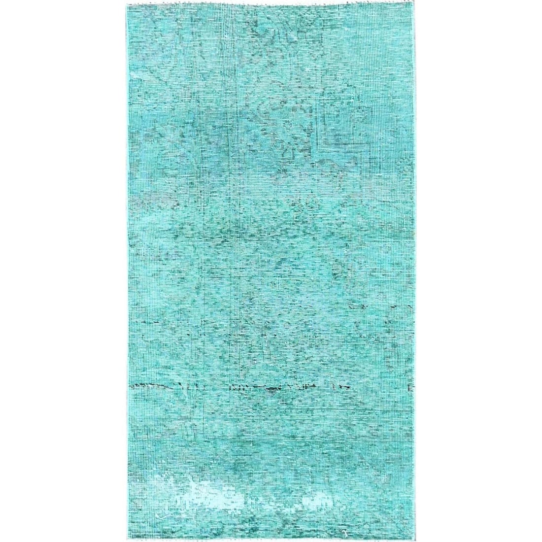 2'3'x4'6" Green Overdyed Vintage Zoroastrian Hand Knotted Worn Wool Mat Rug: 2'3'x4'6" Green Overdyed Vintage Zoroastrian Hand Knotted Worn Wool Mat Rug This stunning vintage Zoroastrian hand-knotted rug boasts an eye-catching green overdyed color, perfectly preserved in its w