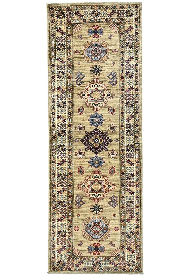 2'4X6'7 Ft Geometric Tribal Kazak Oriental Runner Rug Bedroom Kitchen Hallway Hand-Knotted (1 of 13)