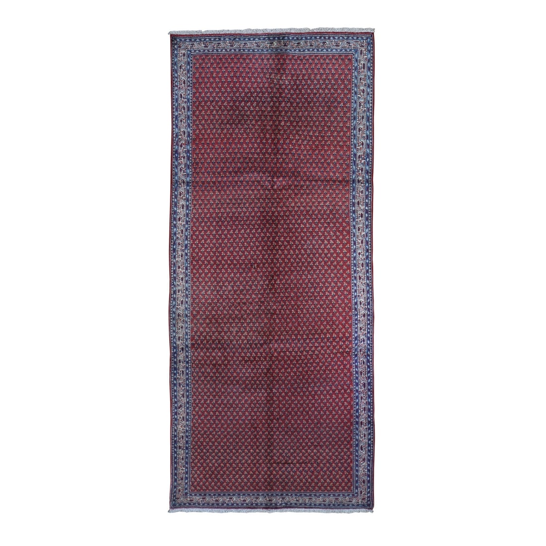 4'6"x10'9" Vintage Serrated Runner Repetitive Design Wool Hand Made Rug (1 of 7)