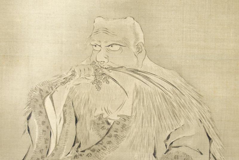 Japanese Antique Hanging Scroll Kakejiku Fujiwara Arinobu Shennong Painting: Japanese Antique Hanging Scroll Kakejiku Fujiwara Arinobu Shennong Painting Item Specifics: Artist: Fujiwara Arinobu Subject: Shennong (Shinno - Divine Farmer) Material: Ink and Pigment on Paper or Si