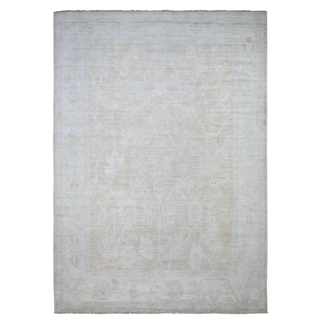 8'9"x12'5" Apricot Orange Faded Out Angora Oushak Shiny Wool Oriental Rug (1 of 12)