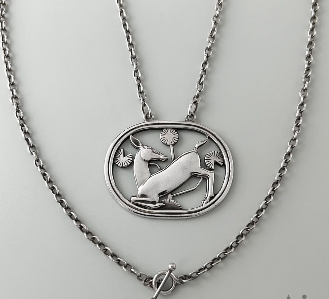 Georg Jensen 95 Deer Motif Sterling Silver Pendant Chain Necklace: Georg Jensen 95 Deer Motif Sterling Silver Pendant Chain Necklace Item Specifics: Brand: Georg Jensen Type: Necklace Metal Purity: 925 Color: Silver Style: Pendant Base Metal: Sterling Silver Material
